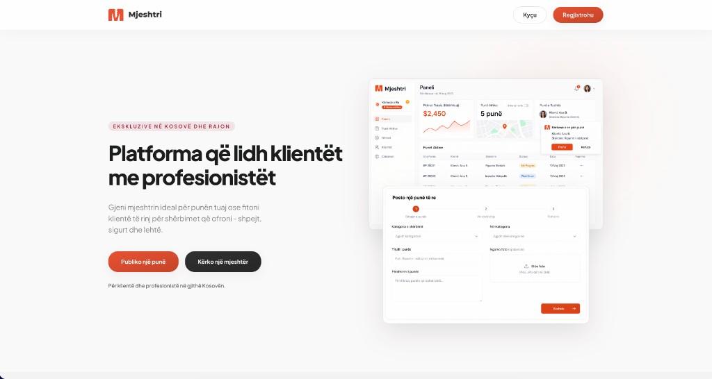 Mjeshtri — The platform that connects clients with professionals